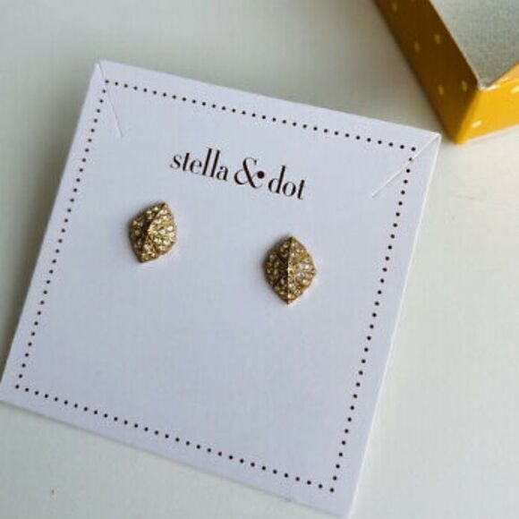 stella & dot ~ pave gold eden studs ~ retired - Picture 3 of 3